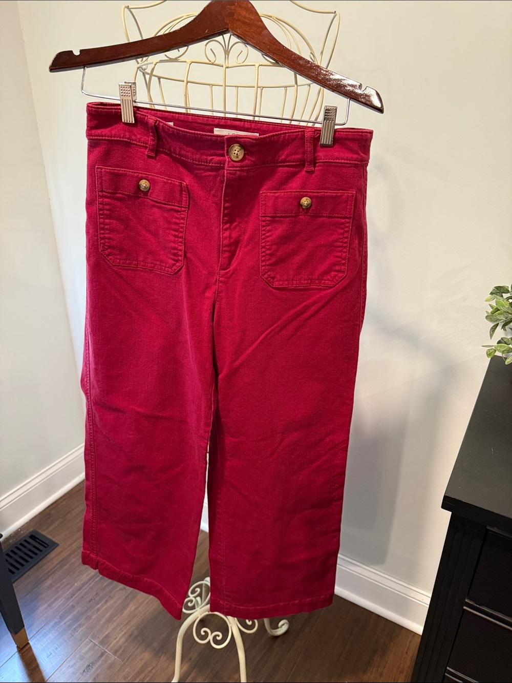 LOFT Wide Leg Palmer Jeans in Deep red